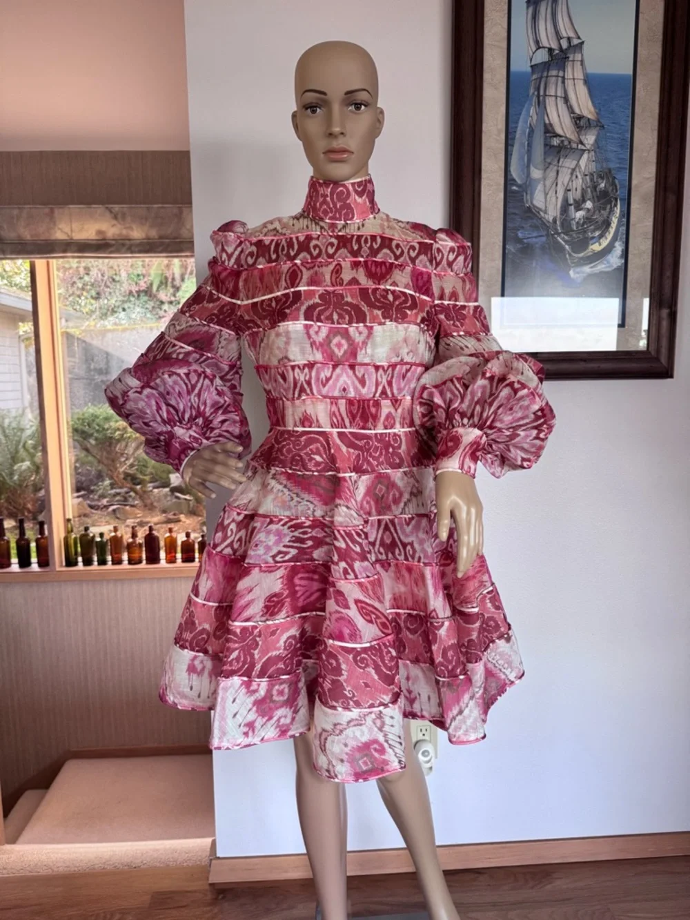 Zimmermann Wavelength Spliced Print Mini Dress Size AU 1 (US 4-6) Small. - Picture 2 of 16